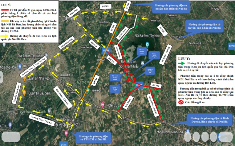 Phân luồng giao thông phục vụ Hội xuân núi Bà Đen năm Giáp Thìn 2024
