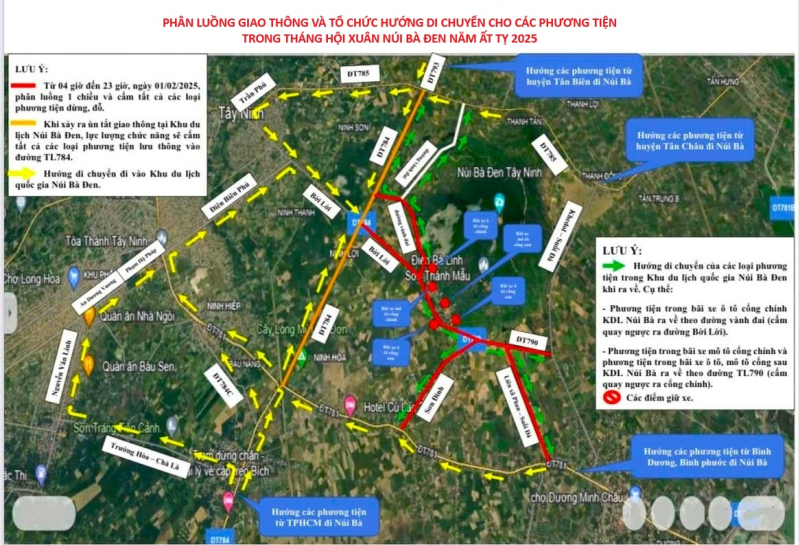 Phân luồng giao thông, phục vụ Hội xuân Núi Bà Đen năm Ất Tỵ 2025